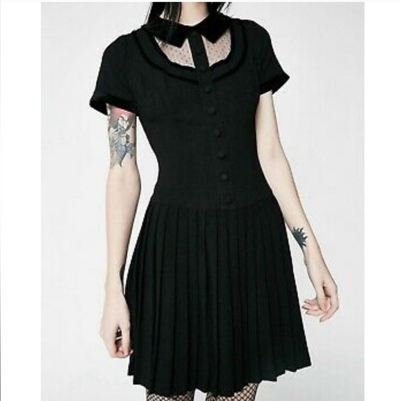 SPIN DOCTOR Black Velvet and Lace Mini Dress - Picture 1 of 8